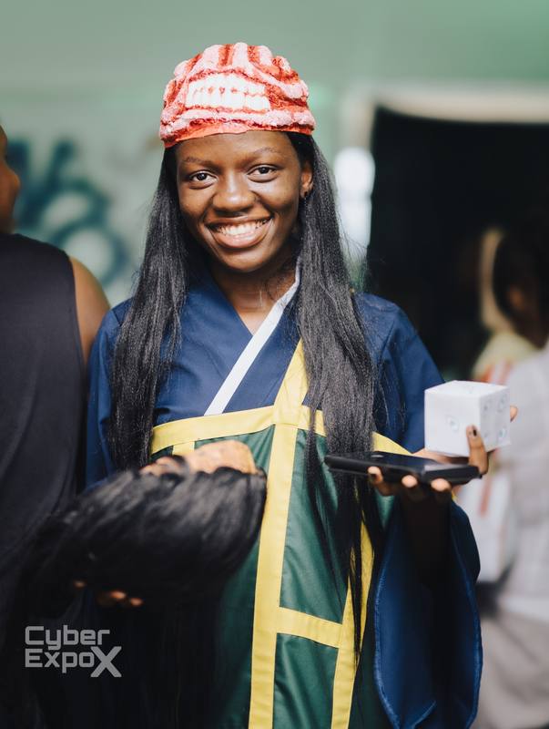 Cosplayer in a handmade costume